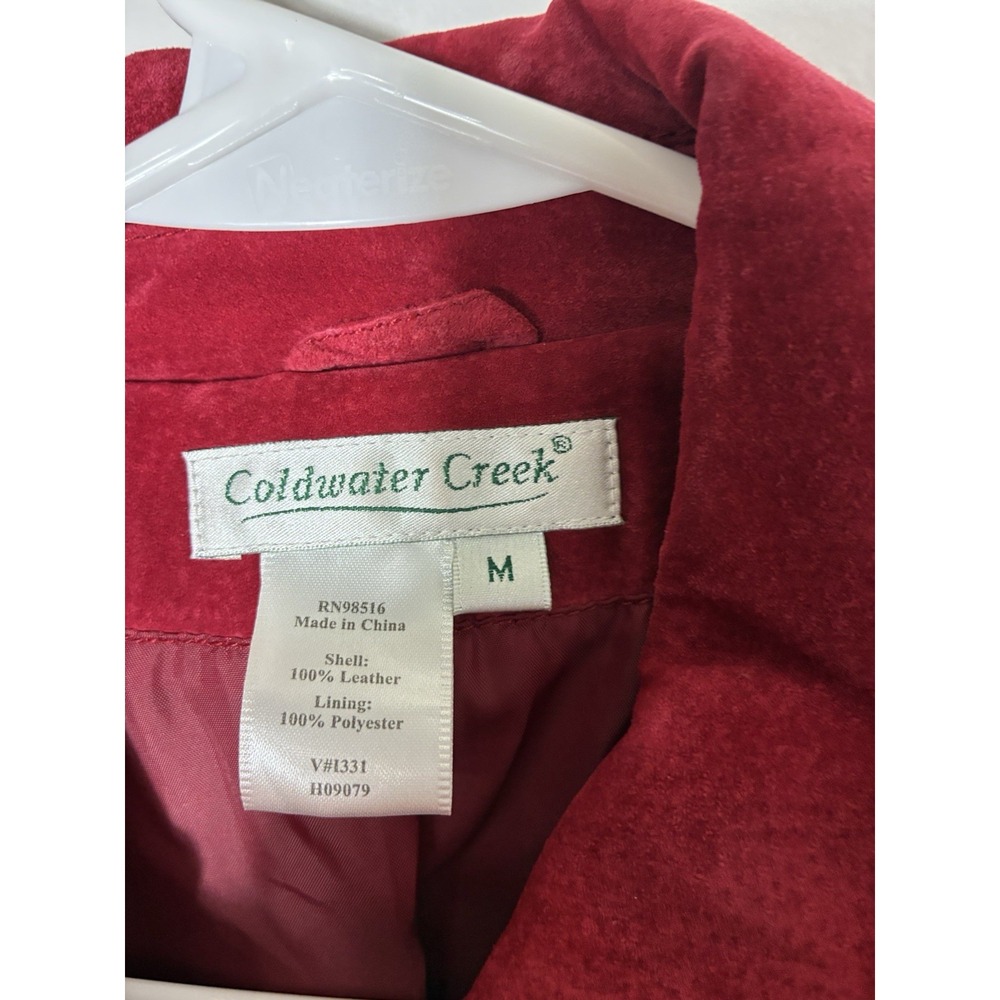 Vintage 90S ColdWater Creek 100% Suede Leather Full Zip Jacket Red Sz M Western - Picture 3 of 7